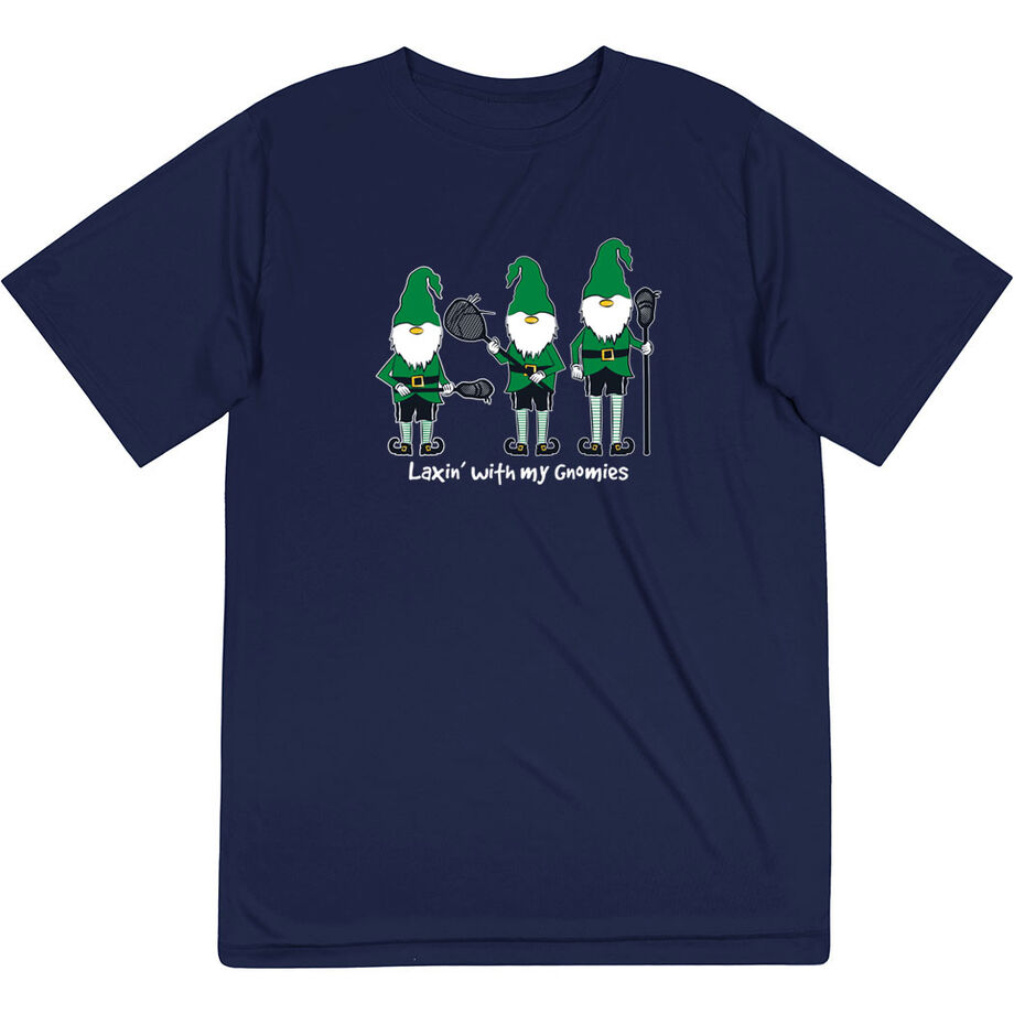Guys Lacrosse Short Sleeve Performance Tee - Laxin' With My Gnomies - Personalization Image