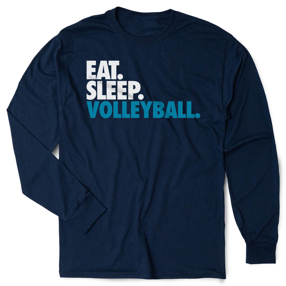 Volleyball Tshirt Long Sleeve - Eat. Sleep. Volleyball [Adult Medium/Navy] - SS