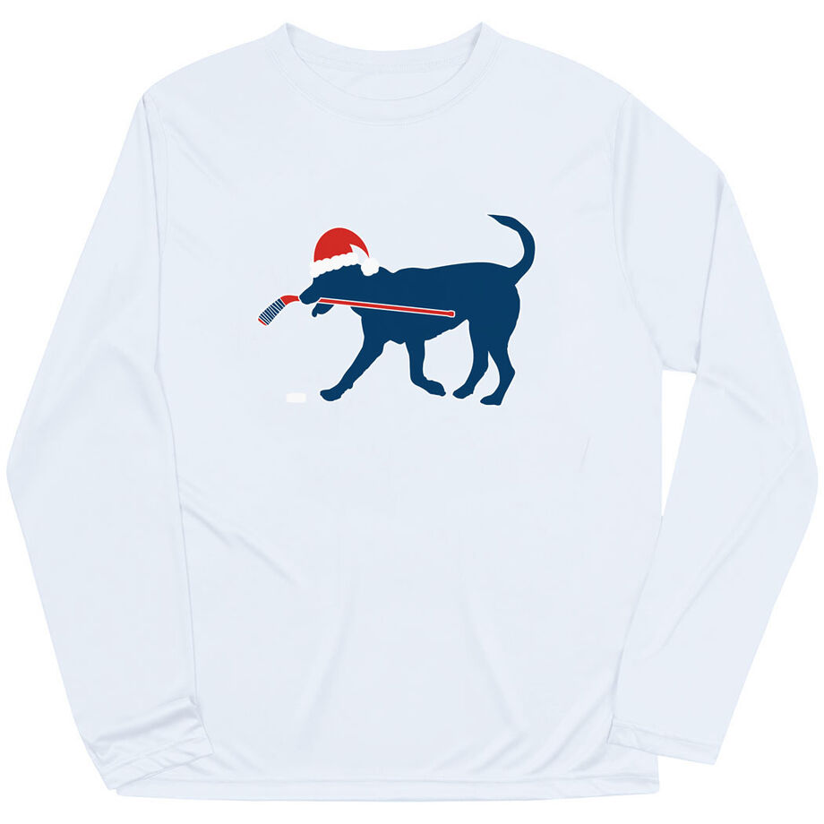 Hockey Long Sleeve Performance Tee - Christmas Dog