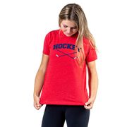 Hockey Tshirt Short Sleeve Hockey Crossed Sticks Logo