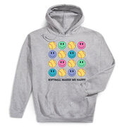Softball Hooded Sweatshirt - Softball Makes Me Happy