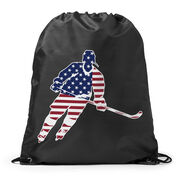 Hockey Drawstring Backpack - Hockey Stars and Stripes Player