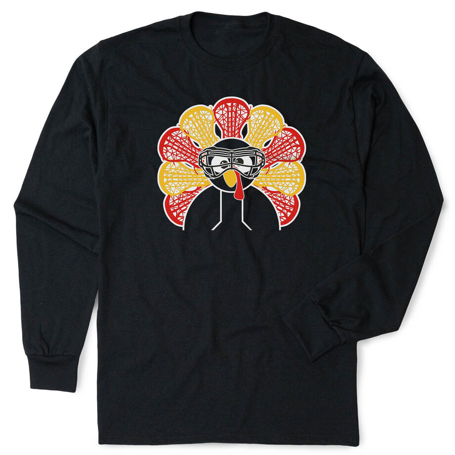 Girls Lacrosse T-Shirt Long Sleeve - Goofy Turkey Player - Personalization Image
