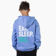 Skiing Hooded Sweatshirt - Eat Sleep Ski (Back Design)