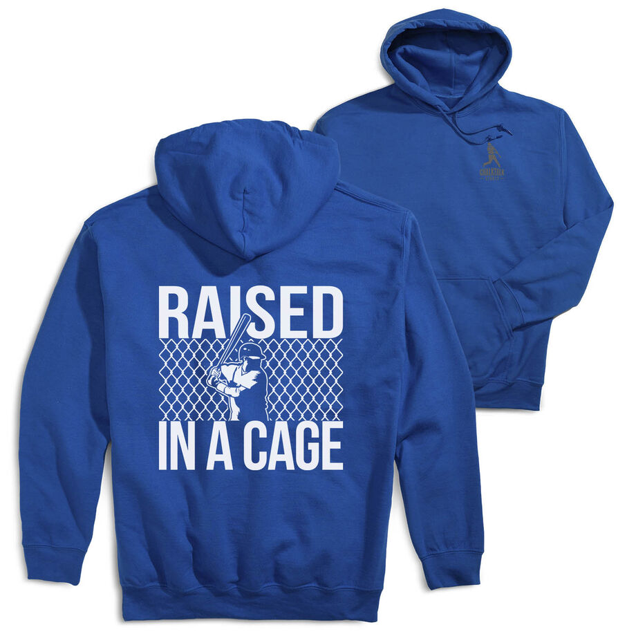 Baseball Hooded Sweatshirt - Raised In a Cage (Back Design)