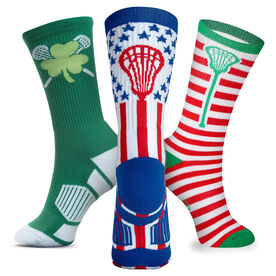 Girls Lacrosse Woven Mid-Calf Sock Set - Holiday Collection