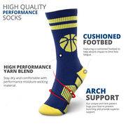 Basketball Woven Mid-Calf Socks - Ball (Navy/Maize)