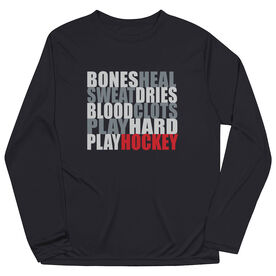 Hockey Long Sleeve Performance Tee - Bones Saying