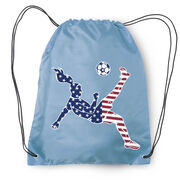 Soccer Drawstring Backpack - Girls Soccer Stars and Stripes Player