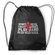 Football Drawstring Backpack Bones Saying