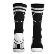 Hockey Woven Mid-Calf Socks - Classic Stripe Crossed Sticks (Black/White)