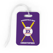 Baseball Bag/Luggage Tag - Personalized Baseball Team with Crossed Bat