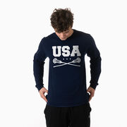 Guys Lacrosse Tshirt Long Sleeve - USA