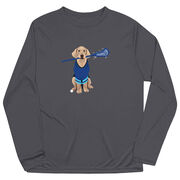 Guys Lacrosse Long Sleeve Performance Tee - Laxer the Lacrosse Dog