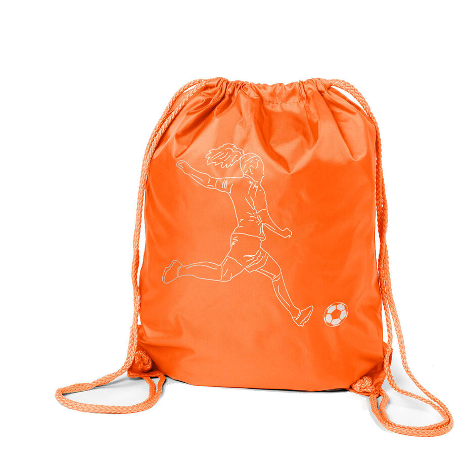Soccer Drawstring Backpack - Soccer Girl Player Sketch