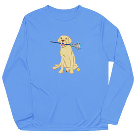 Girls Lacrosse Long Sleeve Performance Tee - Chase The Lax Dog