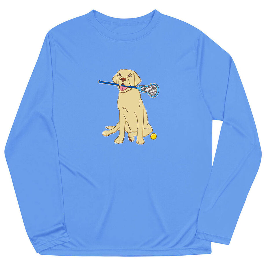 Girls Lacrosse Long Sleeve Performance Tee - Chase The Lax Dog