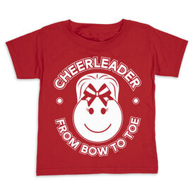 Cheerleading Toddler Short Sleeve Shirt - Cheerleader From Bow To Toe Smiley Face
