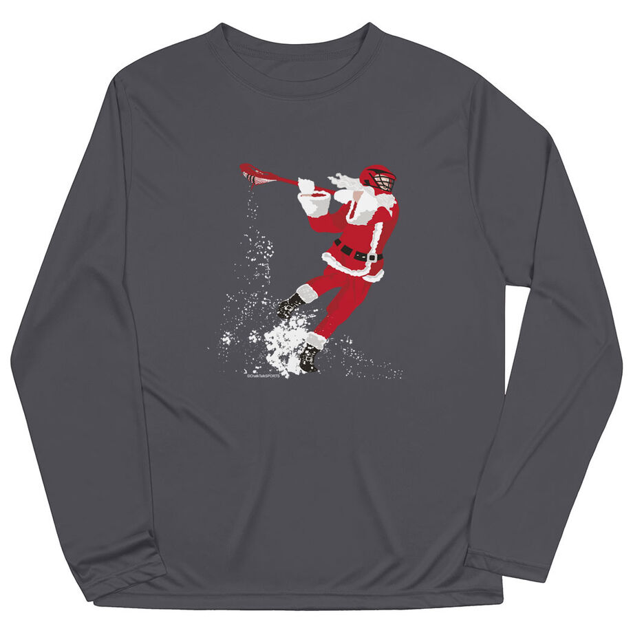 Guys Lacrosse Long Sleeve Performance Tee - Santa Laxer