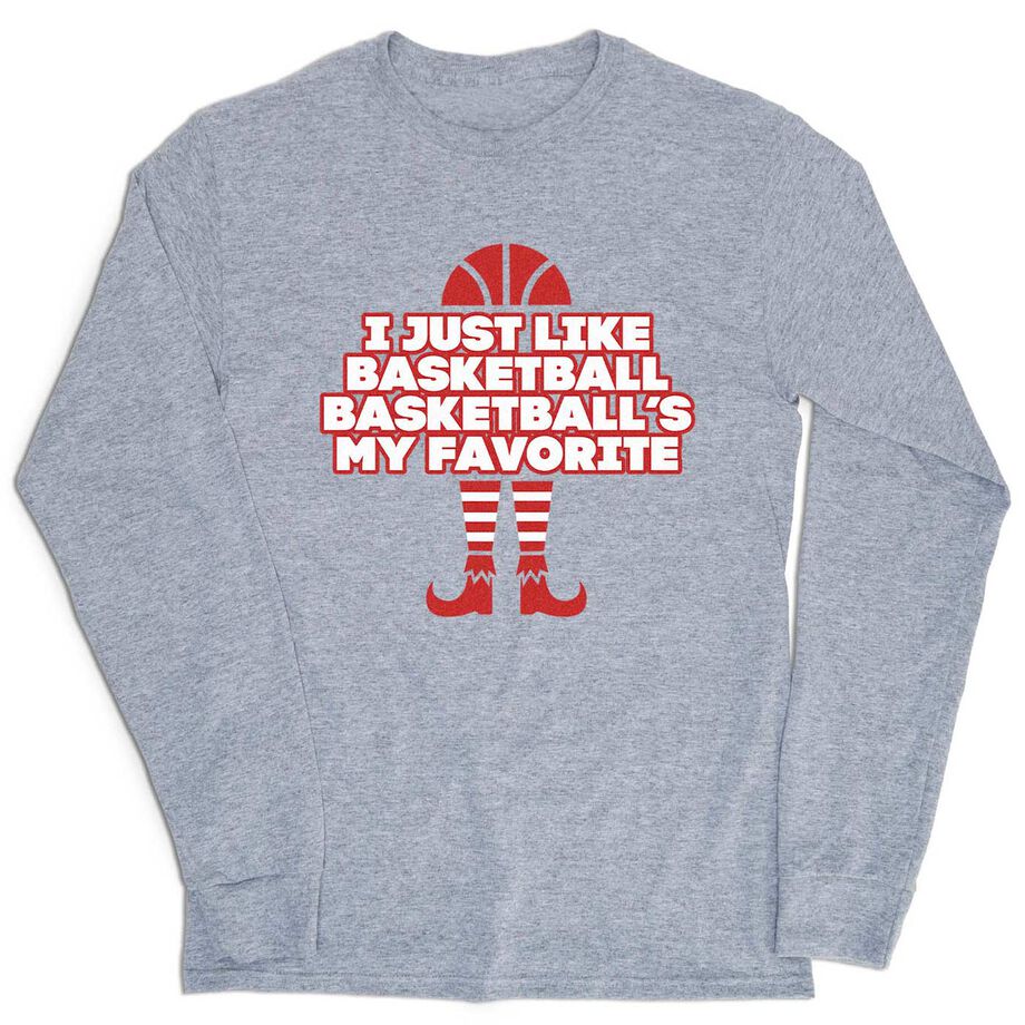 Basketball Tshirt Long Sleeve - Basketball's My Favorite - Personalization Image