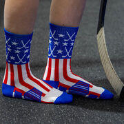 Hockey Woven Mid-Calf Socks - Patriotic (Red/White/Blue)