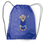 Hockey Drawstring Backpack - Puck The Hockey Dog 