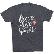 Girls Lacrosse T-Shirt Short Sleeve - Free To Lax And Sparkle