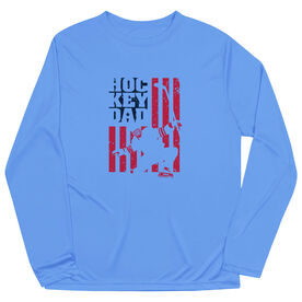 Hockey  Long Sleeve Performance Tee - Hockey Dad American Flag