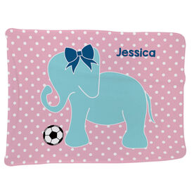Soccer Baby Blanket - Soccer Elephant with Bow