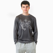 Hockey Long Sleeve Performance Tee - Hockey Goalie Sketch