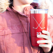 Hockey 20 oz. Double Insulated Tumbler - Personalized Crossed Sticks