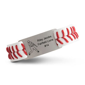 Authentic Baseball Leather Bracelet With Slider - Personalized Player