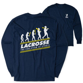 Guys Lacrosse Tshirt Long Sleeve - Evolution of Lacrosse (Back Design)