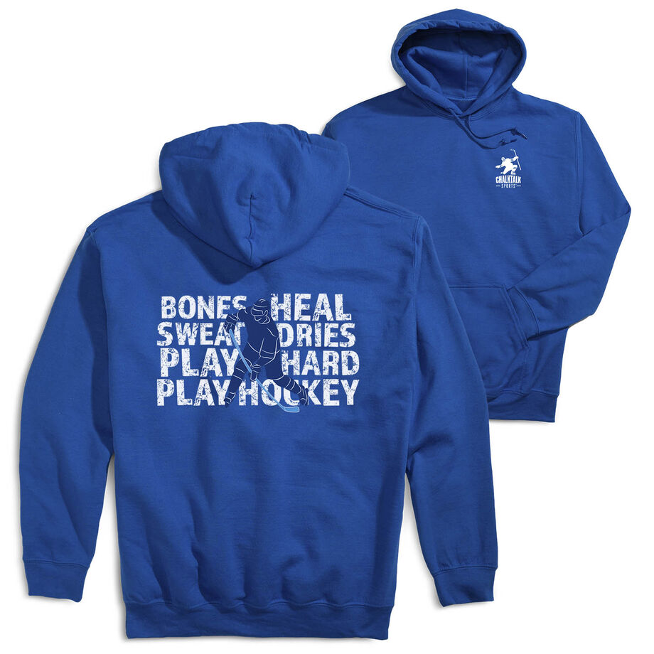 Hockey Hooded Sweatshirt - Bones Heal Hockey (Back Design) 