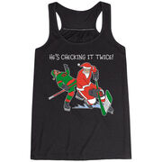 Hockey Flowy Racerback Tank Top - He's Checking It Twice