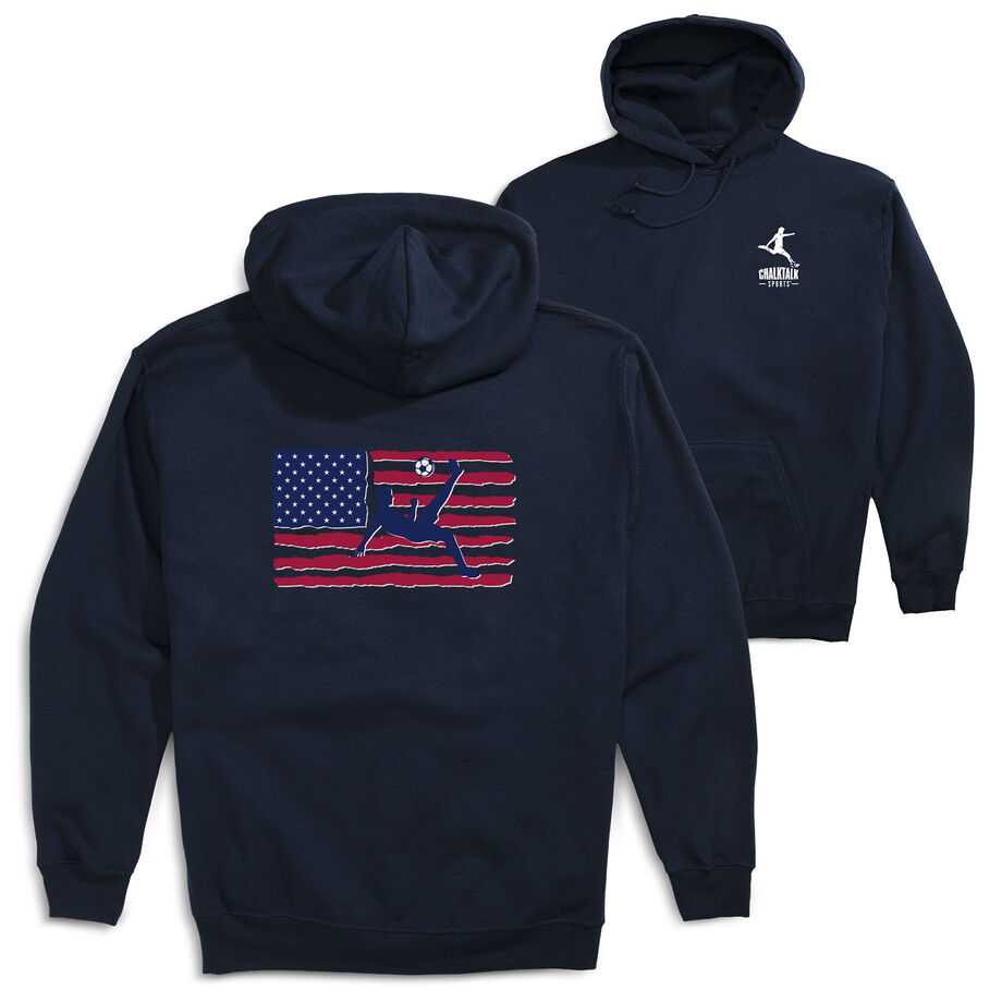 Soccer Hooded Sweatshirt - Guys Soccer Land That We Love (Back Design)