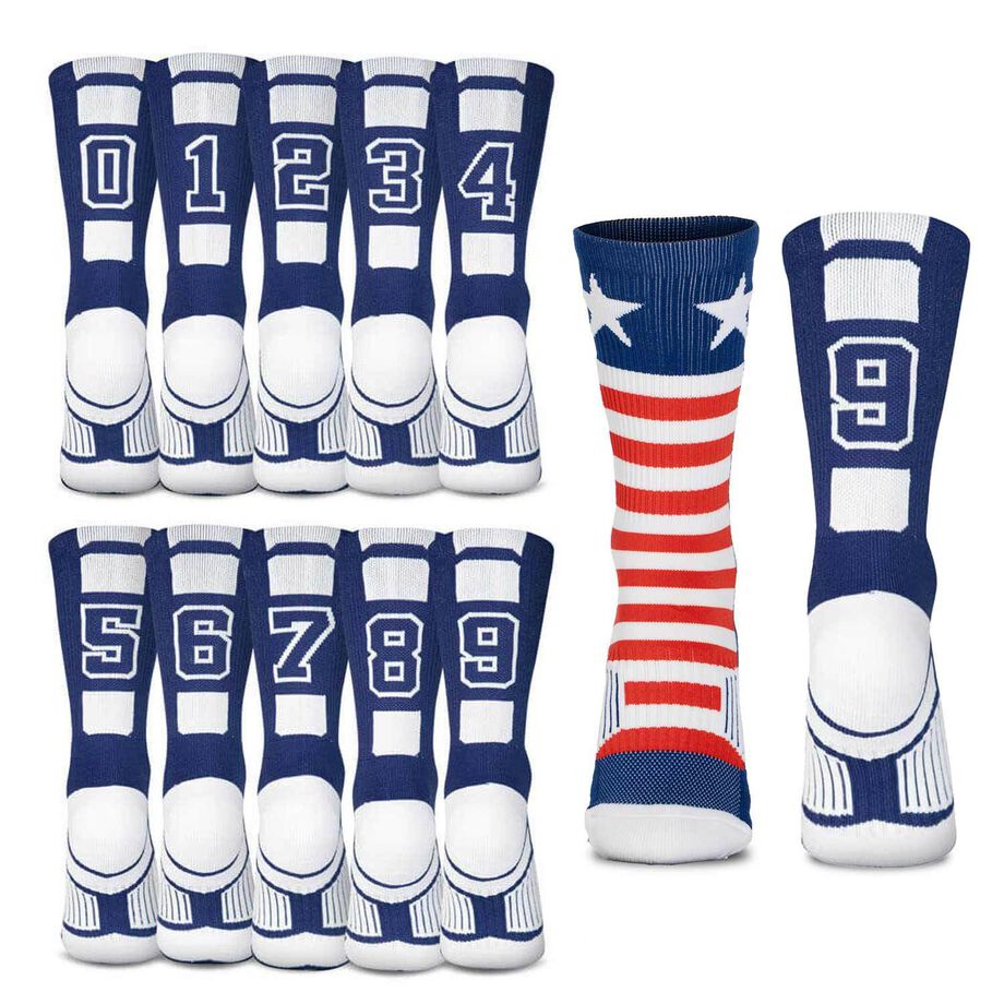 Team Number Woven Mid-Calf Socks - USA