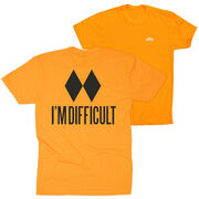 Skiing Short Sleeve T-Shirt - I'm Difficult (Back Design)