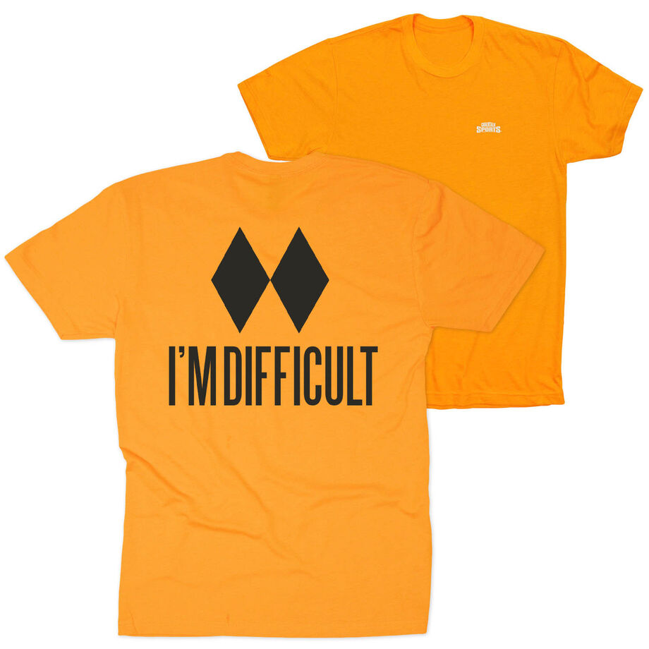 Skiing Short Sleeve T-Shirt - I'm Difficult (Back Design)
