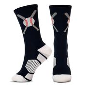 Baseball Woven Mid-Calf Socks - Crossed Bats Black