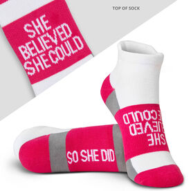 Socrates® Woven Performance Socks She Believed She Could (Fuchsia)