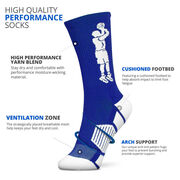 Basketball Woven Mid-Calf Socks - Player Jump Shot (Royal/White)