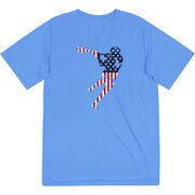 Guys Lacrosse Short Sleeve Performance Tee - American Flag Silhouette