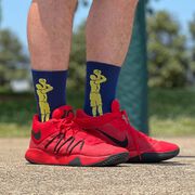 Basketball Woven Mid-Calf Socks - Player Jump shot (Navy/Maize)