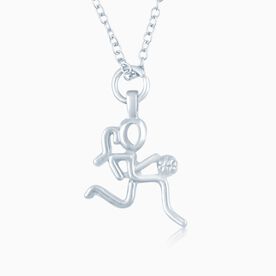 Silver Basketball Girl (Stick Figure) Necklace
