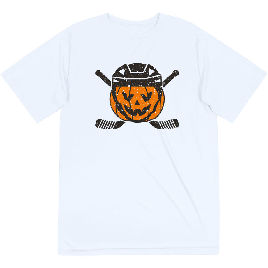 Hockey Short Sleeve Performance Tee - Helmet Pumpkin