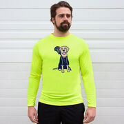 Guys Lacrosse Long Sleeve Performance Tee - Riley The Lacrosse Dog