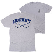 Hockey Short Sleeve T-Shirt - Hockey Crossed Sticks Logo (Back Design)