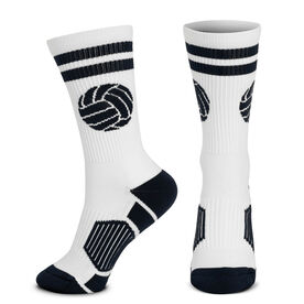 Volleyball Woven Mid-Calf Socks - Ball (White/Black)