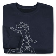 Soccer Crewneck Sweatshirt - Soccer Girl Player Sketch